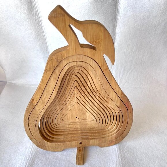 Bamboo Collapsible Fruit Basket Pear Shaped Eco Friendly Kitchen Decor - Picture 3 of 8